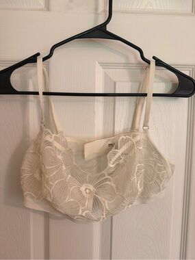 aerie Floral Lace Bralette - Cream